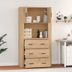 vidaXL Highboard Sonoma Oak Engineered Wood Cupboard Sideboard Storage Cabinet