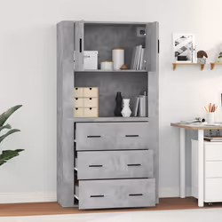 vidaXL Highboard Concrete Grey Engineered Wood Cupboard Sideboard Cabinet - Additional view 2