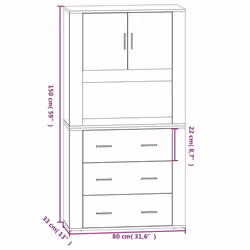 vidaXL Highboard Concrete Grey Engineered Wood Cupboard Sideboard Cabinet - Additional view 3