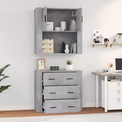 vidaXL Highboard Concrete Grey Engineered Wood Cupboard Sideboard Cabinet - Additional view 4