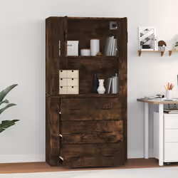 vidaXL Highboard Smoked Oak Engineered Wood Cupboard Sideboard Storage Cabinet