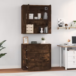vidaXL Highboard Smoked Oak Engineered Wood Cupboard Sideboard Storage Cabinet - Additional view 4