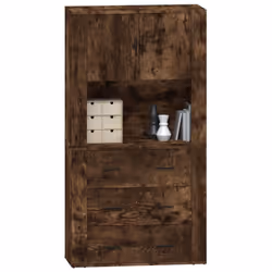 vidaXL Highboard Smoked Oak Engineered Wood Cupboard Sideboard Storage Cabinet - Additional view 5
