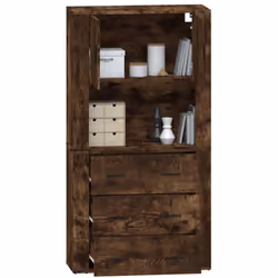 vidaXL Highboard Smoked Oak Engineered Wood Cupboard Sideboard Storage Cabinet - Additional view 6