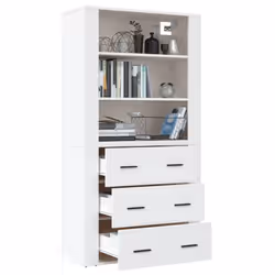 vidaXL Highboard Engineered Wood Sideboard Storage Cupboard Multi Colours - white - Additional view 4