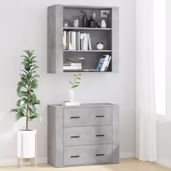 vidaXL Highboard Engineered Wood Sideboard Storage Cupboard Multi Colours - concrete grey