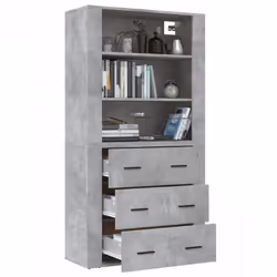 vidaXL Highboard Engineered Wood Sideboard Storage Cupboard Multi Colours - concrete grey - Additional view 4