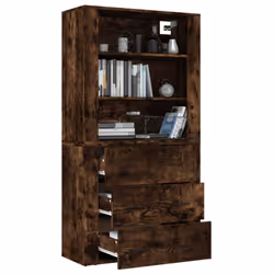 vidaXL Highboard Engineered Wood Sideboard Storage Cupboard Multi Colours - smoked oak - Additional view 4