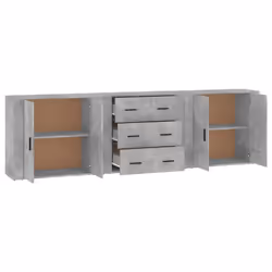 vidaXL 3x Sideboards Engineered Wood Cupboard Storage Cabinet Multi Colours - concrete grey - Additional view 4