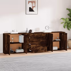 vidaXL 3x Sideboards Engineered Wood Cupboard Storage Cabinet Multi Colours - smoked oak - Additional view 2