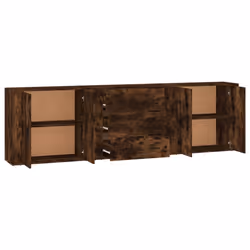 vidaXL 3x Sideboards Engineered Wood Cupboard Storage Cabinet Multi Colours - smoked oak - Additional view 4