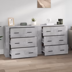 vidaXL 2x Sideboards Engineered Wood Cupboard Storage Cabinet Multi Colours - concrete grey - Additional view 2