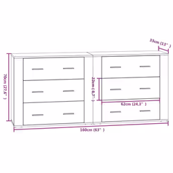 vidaXL 2x Sideboards Engineered Wood Cupboard Storage Cabinet Multi Colours - concrete grey - Additional view 8