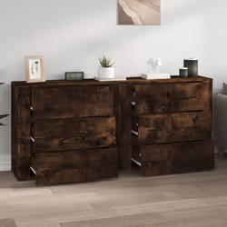 vidaXL 2x Sideboards Engineered Wood Cupboard Storage Cabinet Multi Colours - smoked oak - Additional view 2