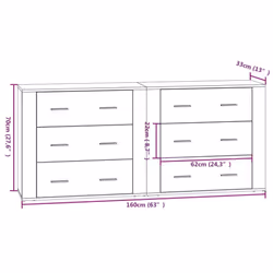 vidaXL 2x Sideboards Engineered Wood Cupboard Storage Cabinet Multi Colours - smoked oak - Additional view 3