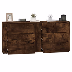 vidaXL 2x Sideboards Engineered Wood Cupboard Storage Cabinet Multi Colours - smoked oak - Additional view 4