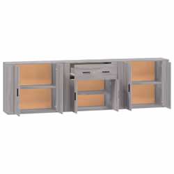 vidaXL 3x Sideboards Engineered Wood Cupboard Storage Cabinet Multi Colours - grey sonoma - Additional view 4