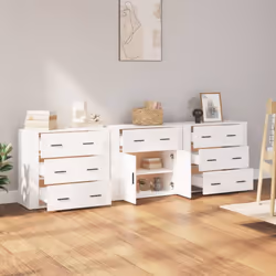 vidaXL 3x Sideboards Engineered Wood Cupboard Storage Cabinet Multi Colours - white - Additional view 2