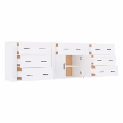 vidaXL 3x Sideboards Engineered Wood Cupboard Storage Cabinet Multi Colours - white - Additional view 4