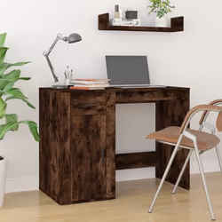 vidaXL Desk with Cabinet Engineered Wood Laptop Table Office Multi Colours - smoked oak - Additional view 2