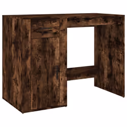 vidaXL Desk with Cabinet Engineered Wood Laptop Table Office Multi Colours - smoked oak - Additional view 4