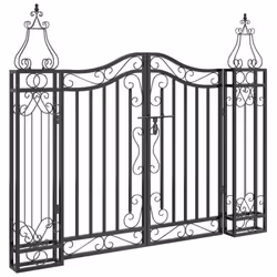 vidaXL Garden Gate Driveway Gate Fence Panel 121x8x100 cm Black Wrought Iron