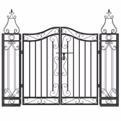 vidaXL Garden Gate Driveway Gate Fence Panel 121x8x100 cm Black Wrought Iron