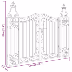 vidaXL Garden Gate Driveway Gate Fence Panel 121x8x100 cm Black Wrought Iron - Additional view 5