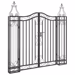 vidaXL Garden Gate Driveway Gate Fence Panel 121x8x120 cm Black Wrought Iron