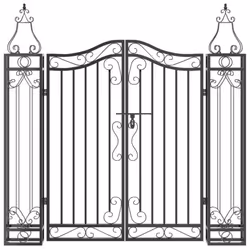 vidaXL Garden Gate Driveway Gate Fence Panel 121x8x120 cm Black Wrought Iron