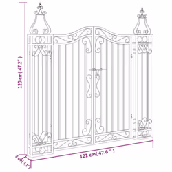 vidaXL Garden Gate Driveway Gate Fence Panel 121x8x120 cm Black Wrought Iron - Additional view 5