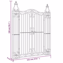 vidaXL Garden Gate Driveway Gate Fence Panel 121x8x150 cm Black Wrought Iron - Additional view 5