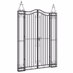 vidaXL Garden Gate Driveway Gate Fence Panel 121x8x180 cm Black Wrought Iron