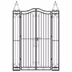 vidaXL Garden Gate Driveway Gate Fence Panel 121x8x180 cm Black Wrought Iron