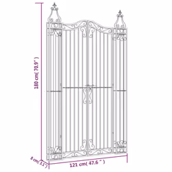 vidaXL Garden Gate Driveway Gate Fence Panel 121x8x180 cm Black Wrought Iron - Additional view 5