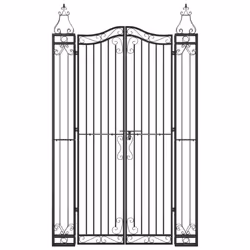 vidaXL Garden Gate Driveway Gate Fence Panel 121x8x200 cm Black Wrought Iron - Additional view 2