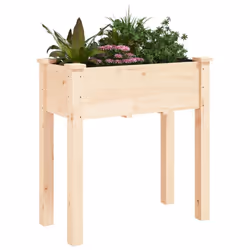 vidaXL Planter Plant Pot with Liner Raised Bed Flower Pot Grey Solid Wood Fir - light brown, 71 x 37 x 76 cm