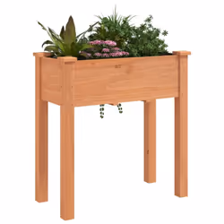 vidaXL Planter Plant Pot with Liner Raised Bed Flower Pot Grey Solid Wood Fir - brown, 71 x 37 x 76 cm