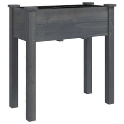 vidaXL Planter Plant Pot with Liner Raised Bed Flower Pot Grey Solid Wood Fir - grey, 71 x 37 x 76 cm