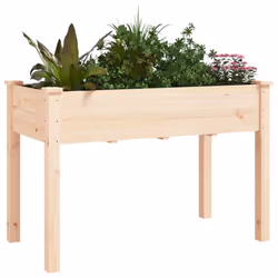 vidaXL Planter Plant Pot with Liner Raised Bed Flower Pot Grey Solid Wood Fir - light brown, 118 x 59 x 76 cm - Additional view 2
