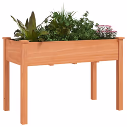 vidaXL Planter Plant Pot with Liner Raised Bed Flower Pot Grey Solid Wood Fir - brown, 118 x 59 x 76 cm