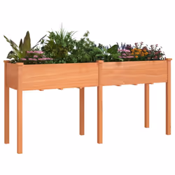 vidaXL Planter Plant Pot with Liner Raised Bed Flower Pot Grey Solid Wood Fir - brown, 161 x 45 x 76 cm