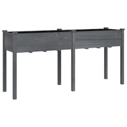 vidaXL Planter Plant Pot with Liner Raised Bed Flower Pot Grey Solid Wood Fir - grey, 161 x 45 x 76 cm