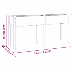 vidaXL Planter Plant Pot with Liner Raised Bed Flower Pot Grey Solid Wood Fir - grey, 161 x 45 x 76 cm - Additional view 7