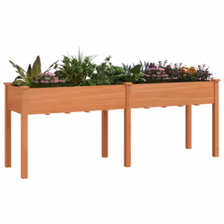 vidaXL Planter Plant Pot with Liner Raised Bed Flower Pot Grey Solid Wood Fir - brown, 203 x 53 x 76 cm