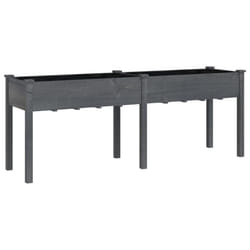 vidaXL Planter Plant Pot with Liner Raised Bed Flower Pot Grey Solid Wood Fir - grey, 203 x 53 x 76 cm