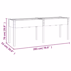 vidaXL Planter Plant Pot with Liner Raised Bed Flower Pot Grey Solid Wood Fir - grey, 203 x 53 x 76 cm