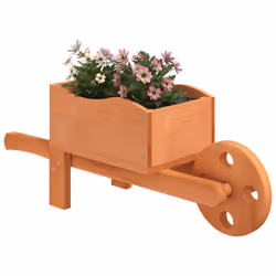 vidaXL Wheelbarrow Planters Woodland Wooden Garden Planter 2 pcs Solid Wood Fir - Additional view 2