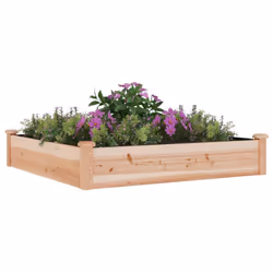 vidaXL Garden Raised Bed Planter with Liner Plant Flower Bed Solid Wood Pine - light brown, 120 x 120 x 25 cm - Additional view 2