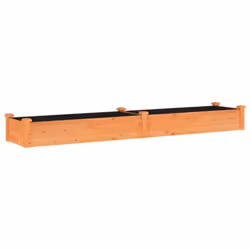 vidaXL Garden Raised Bed Planter with Liner Plant Flower Bed Solid Wood Pine - brown, 240 x 45 x 25 cm